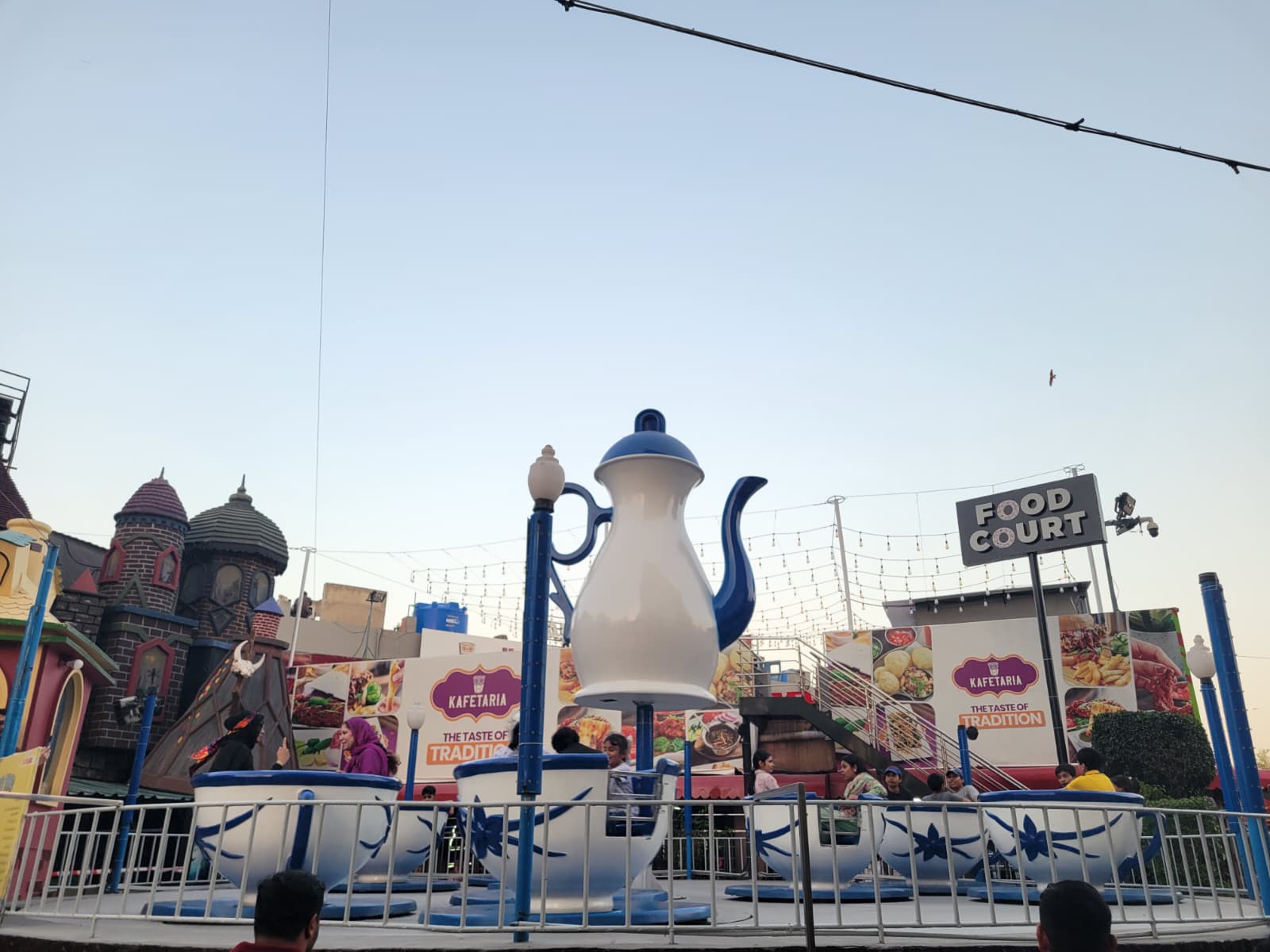 Tea cup ride and food court at Joyland Fortress Stadium